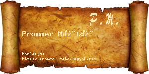 Prommer Máté névjegykártya